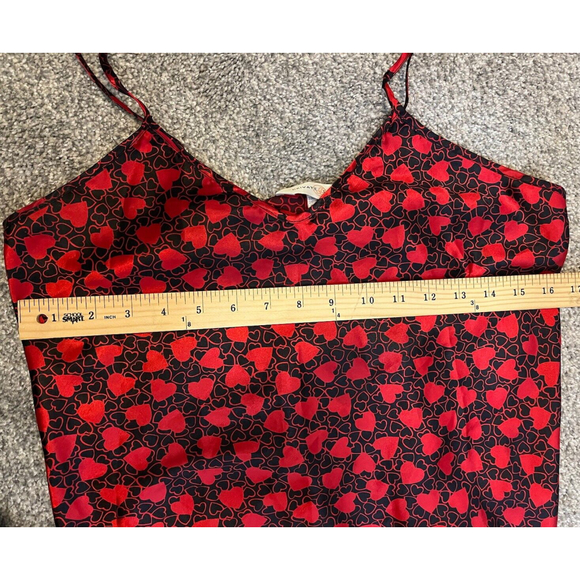 Private Luxuries Womens S Satin Chemise Nightie Slip Dress Hearts Red Valentines - Picture 7 of 7